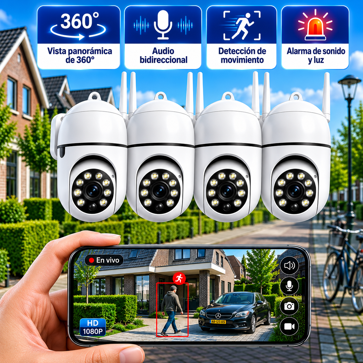 Cámara de Seguridad Full HD Wi-Fi Inteligente 360°